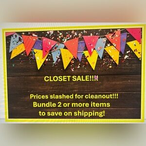 CLOSET CLEAR OUT!!! Clearance prices! Bundle 2 or more items & save on shipping!